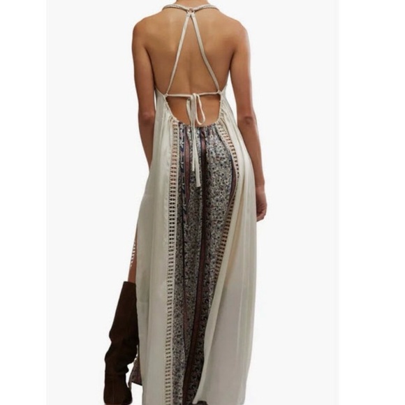 Free People White and Brown Backless Dress - Picture 4 of 9